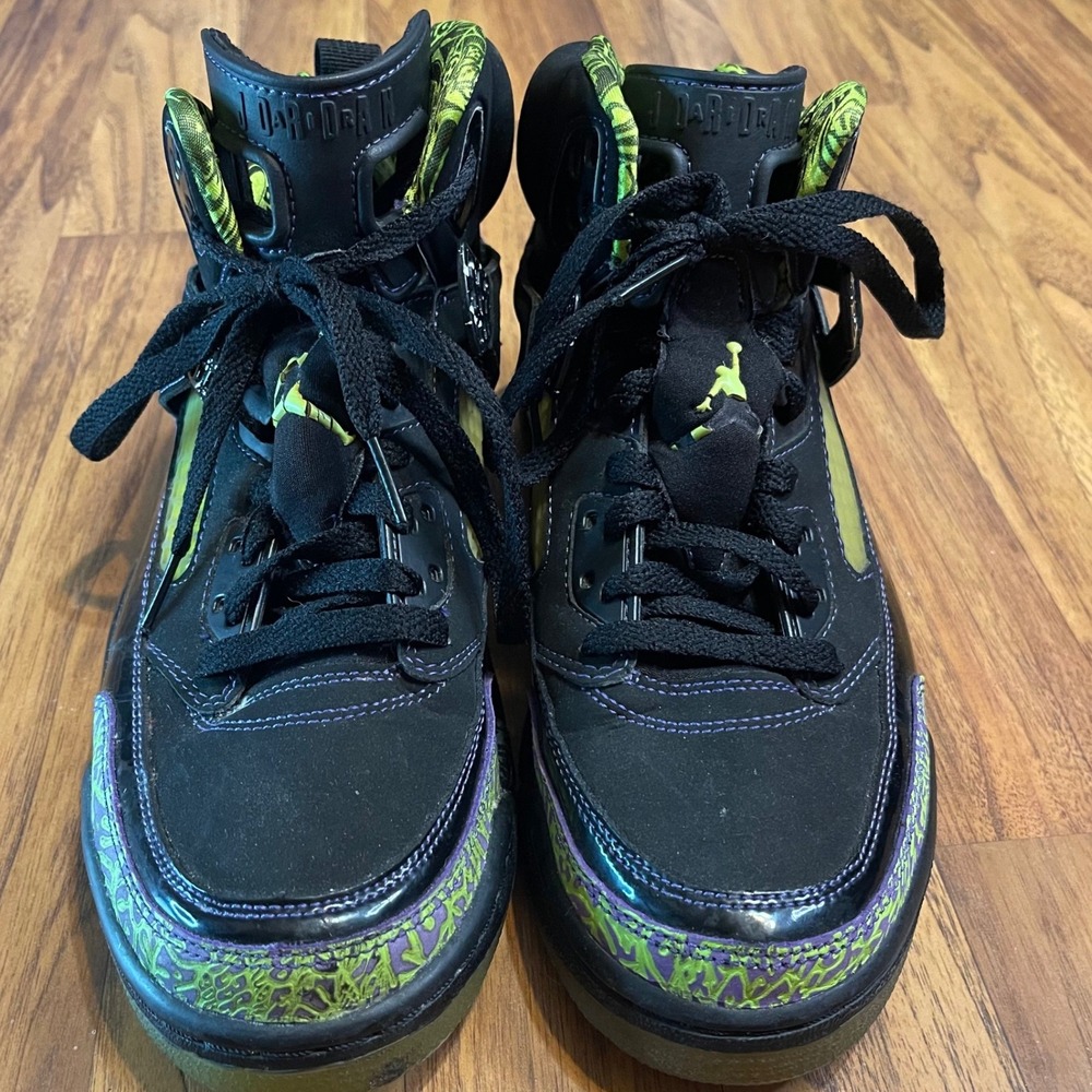 Jordan Spizike Black Lime Mens 9 Basketball Shoes Black Green Purple 315371-031